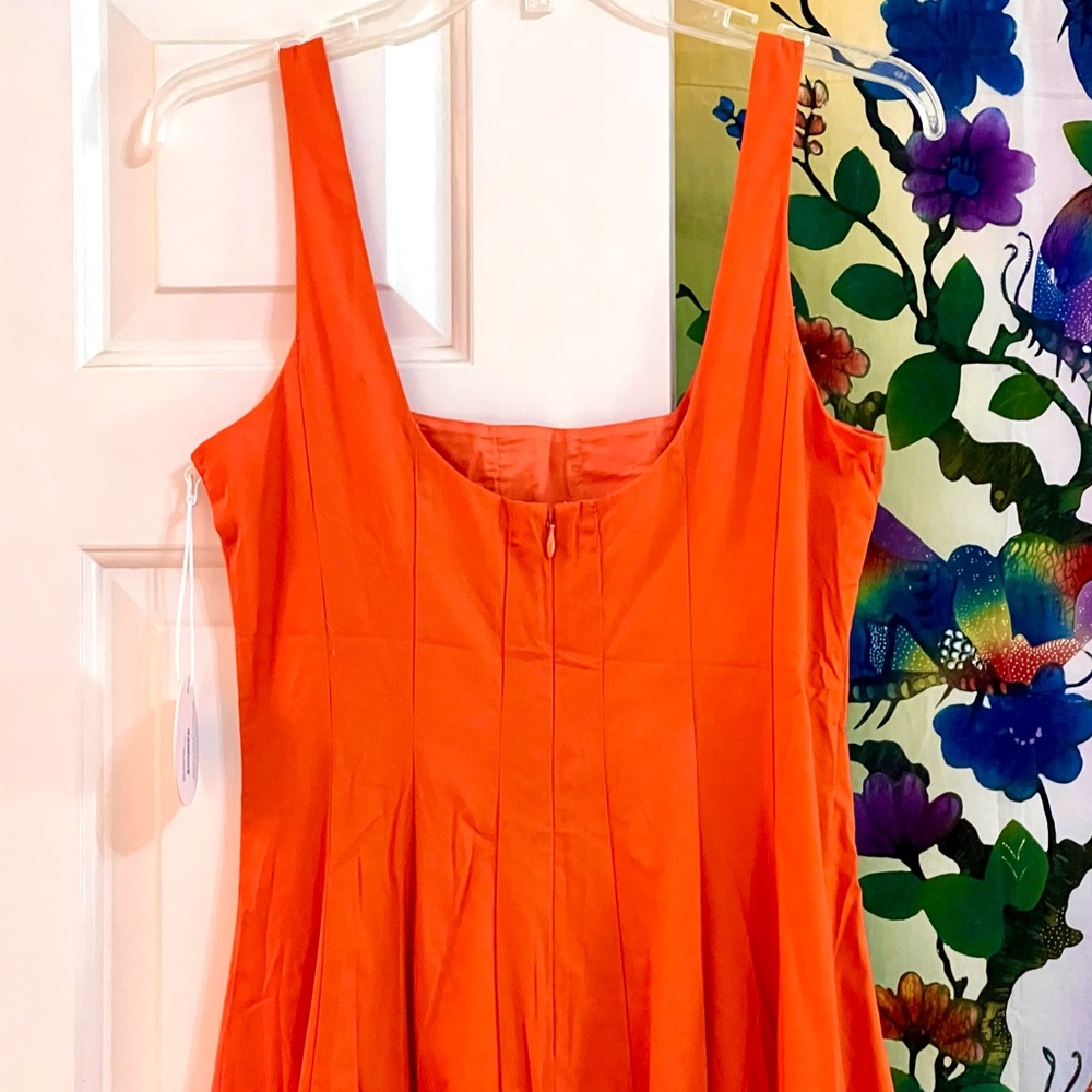 🌺🎉HP🎉🌺 NWT Staud Wells Midi Dress Tangerine - Picture 12 of 14